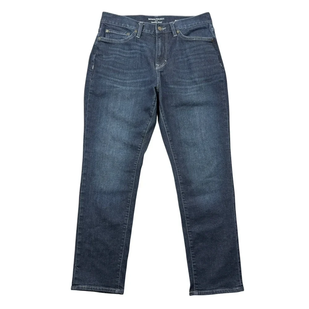 Banana Republic Travel Jeans Men 32x30 (32x29) Blue Athletic Fit Tapered Stretch